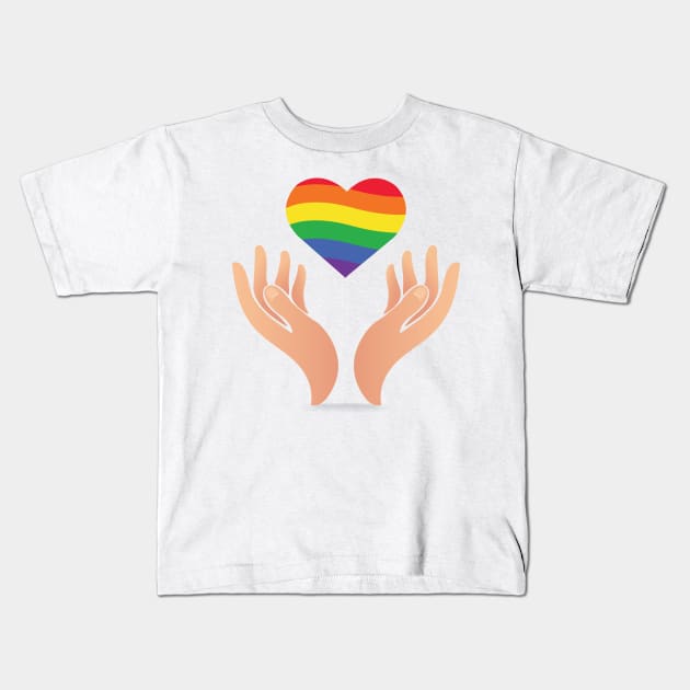 LGBT Couples Design - LGBT Hand Heart Kids T-Shirt by Printaha